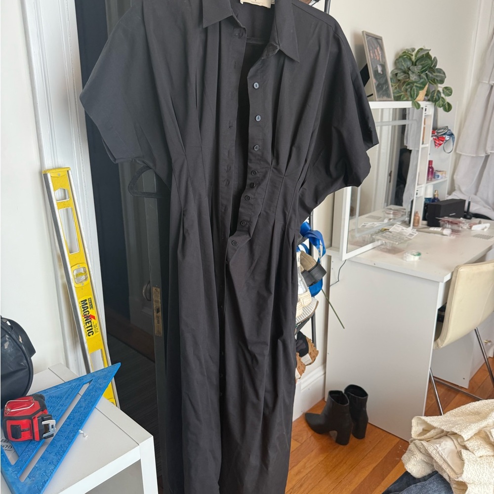 Anthropologie Black Maxi Shirt Dress